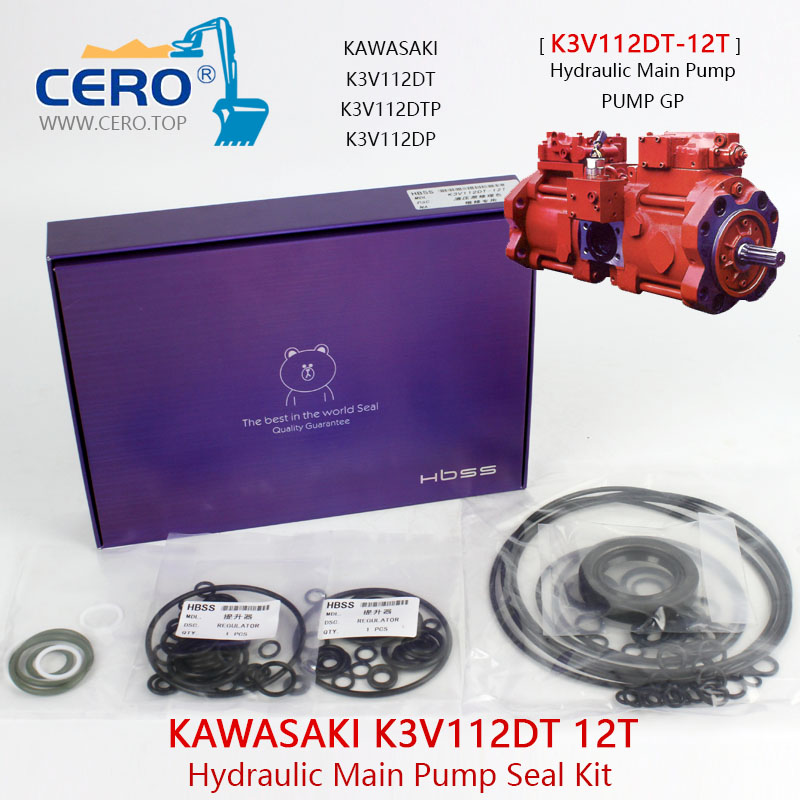 Kawasaki K3V112DT 12T Hydraulic Main Pump Seal Kit K3V112DTP K3V112DP