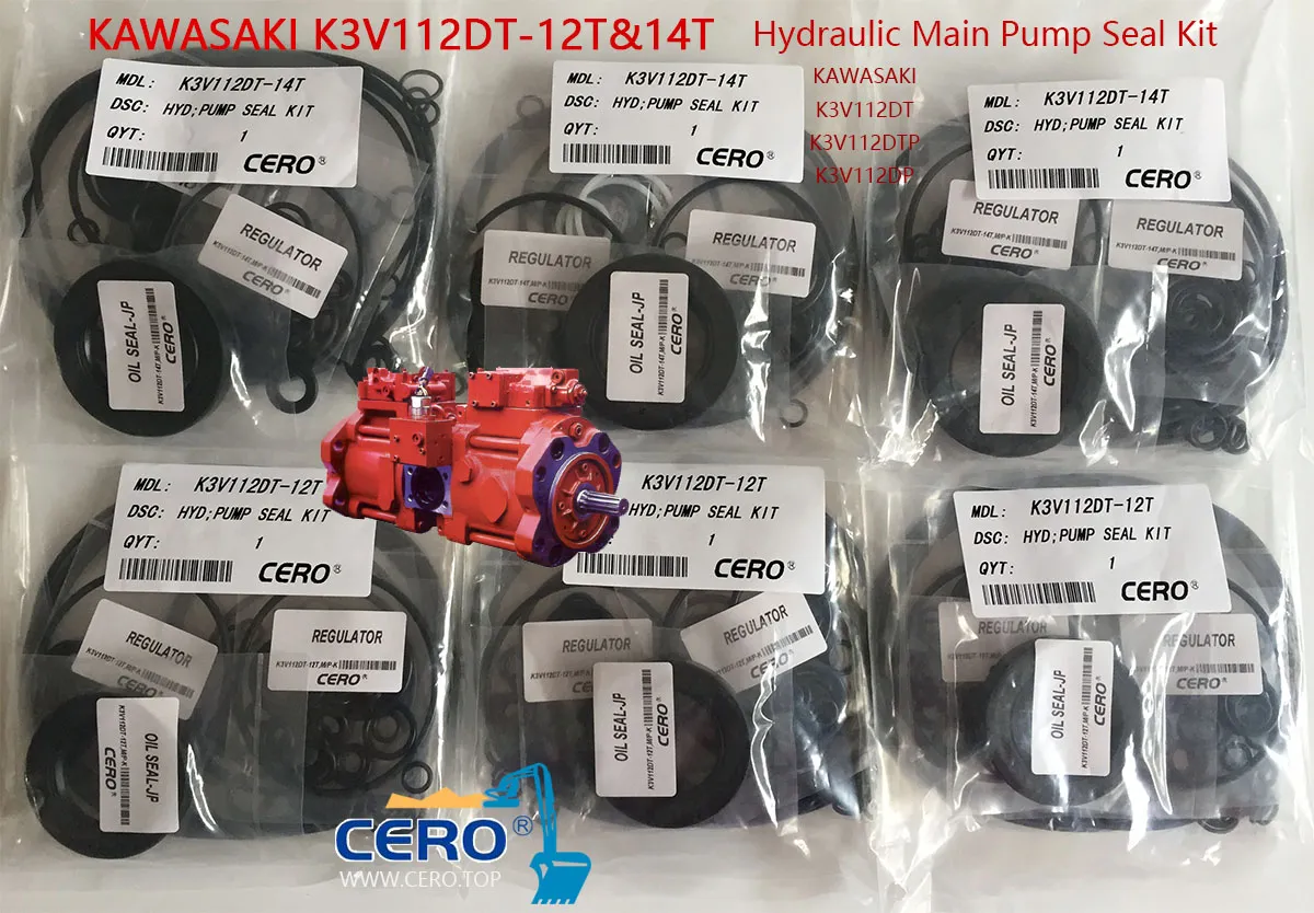 KAWASAKI K3V112DTP K3V112DT K3V112DP K3V112 K3V63BDT K3V63DT K3V63DTP Hydraulic Main Pump Seal Kit