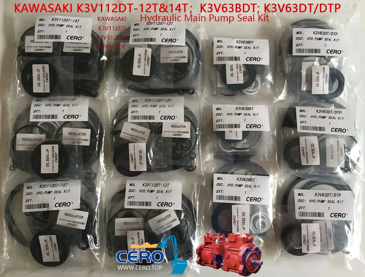 KAWASAKI K3V112DTP K3V112DT K3V112DP K3V112 K3V63BDT K3V63DT K3V63DTP Hydraulic Main Pump Seal Kit