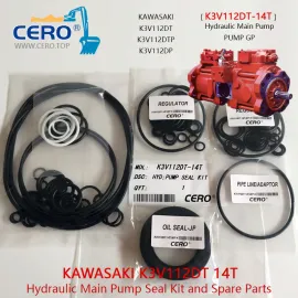 Kawasaki K3V112DT 14T Hydraulic Main Pump Seal Kit K3V112DTP K3V112DP