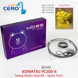 Kit de vedação do motor de giro Komatsu PC200-6 6D102 706-75-01170 706-75-01100