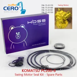 Kit de vedação do motor de giro Komatsu PC200-6 6D95 706-75-01101 706-75-01150