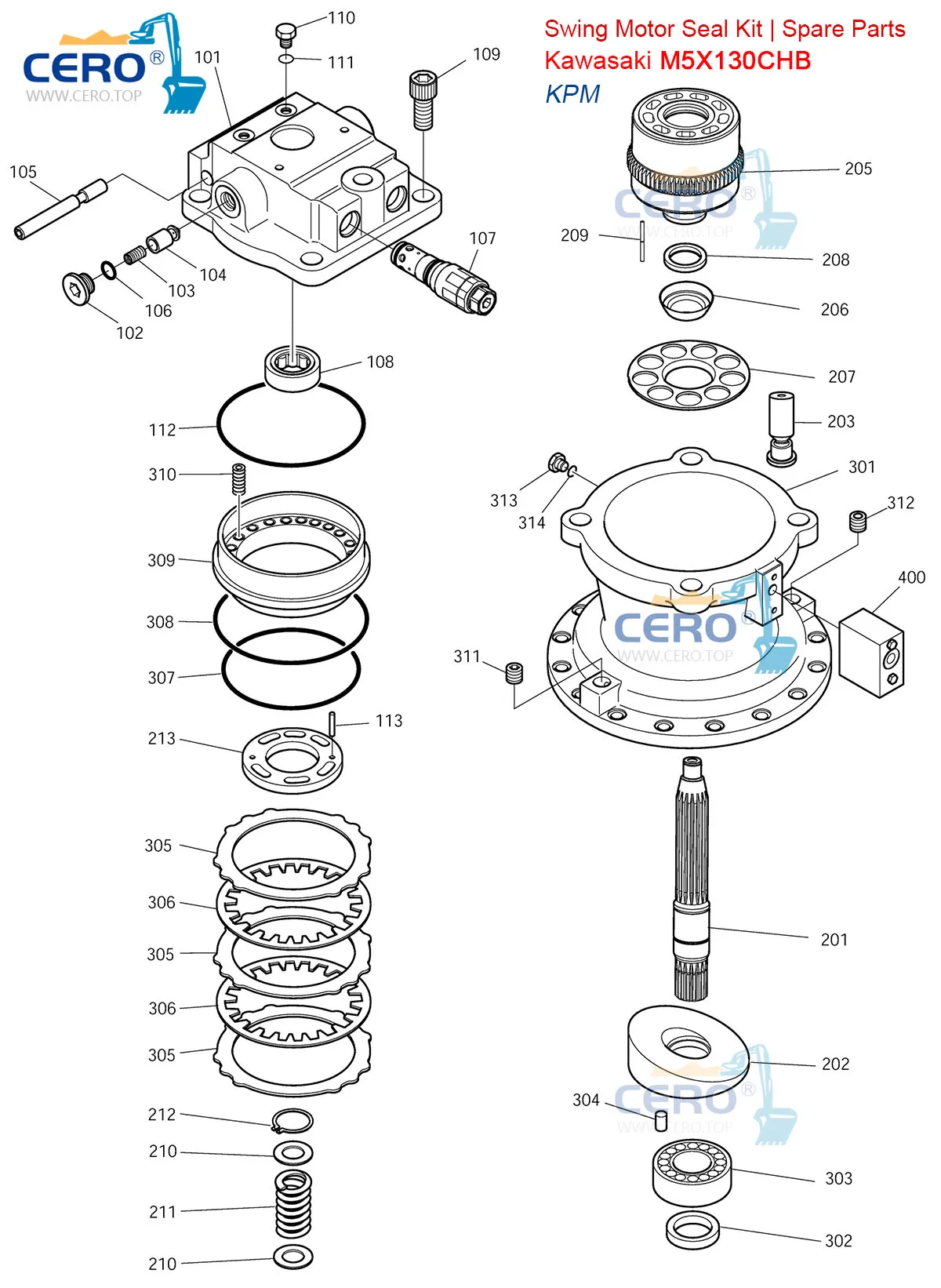 CAT 320D KPM Kawasaki M5X130CHB Swing Motor Seal Kit 2003267 200-3267 Caterpillar E320D E320DL E328 E319 E323 E320C E320CL Swing Motor ap2085g