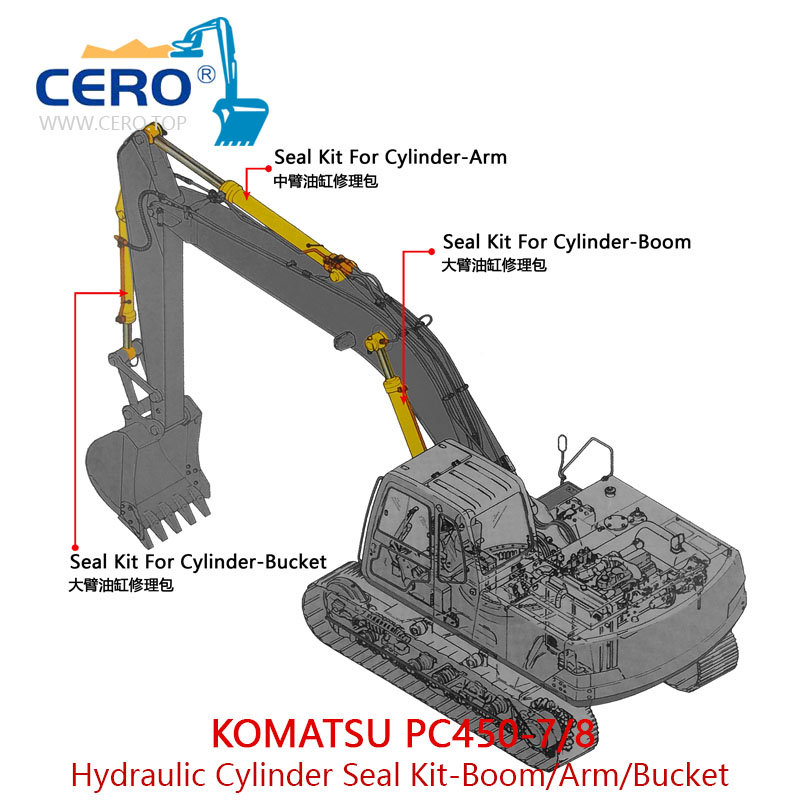 PC450-7 Bucket Cylinder Seal Kit KOMATSU PC450-8 707-99-72240 707-99-66240 PC400-7 PC400-8