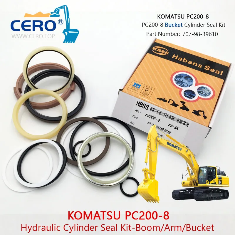 PC200-8 Bucket Cylinder Seal Kit 707-98-39610 7079839610 KOMATSU PC200LC-8 PC210-8 PC210LC-8 707-01-0J280 707010J280