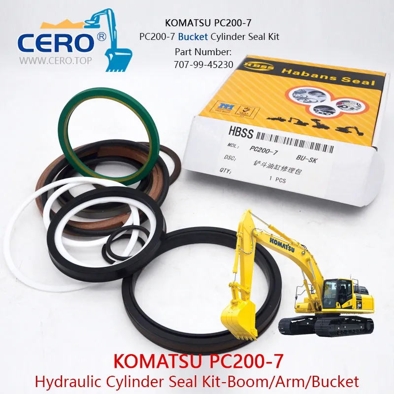 PC200-7 Bucket Cylinder Seal Kit 707-99-45230 7079945230 KOMATSU PC200LC-7 PC210LC-7 PC210-7 707-01-XA320 70701XA320