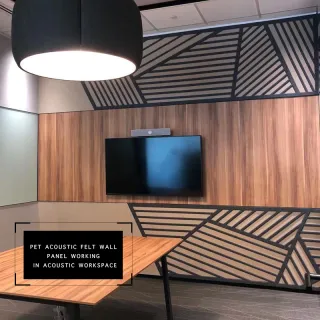 PET Acoustic felt wall panel working in acoustic workspace