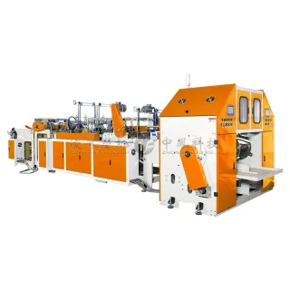 Full-automatic Double Line T-shirt Rolling Bag Making Machine with Core