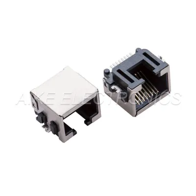 RJ45 weiblich 8P8C, Tab down, SINK PCB SMT Type with shell