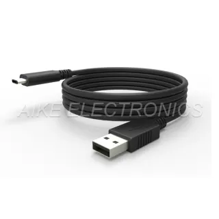 USB AM 2.0至C型（USB-C）公电缆（二次成型黑色）