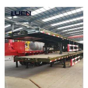 LUEN wholesale flatbed trailer 3 Axle Flatbed Platform Container Carrier flatbed semi trailer for sale	