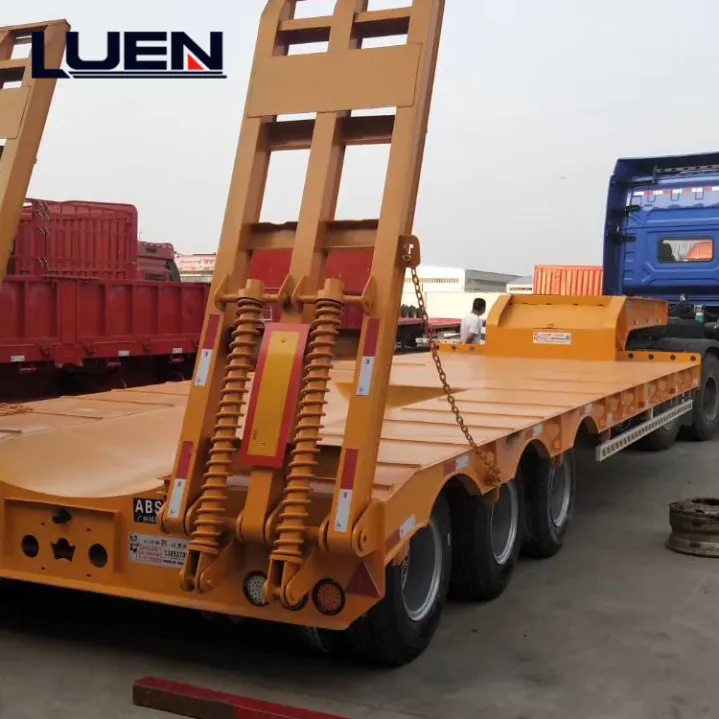 LUEN Heavy Tractor Semi Trailer 3 Axles 60 Ton Low Bed Trailer 