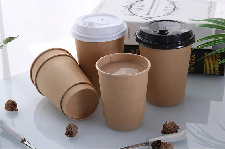 Vaso de papel de doble pared con aislamiento de 12 onzas, tazas de café  caliente onduladas con tapas…Ver más Vaso de papel de doble pared con