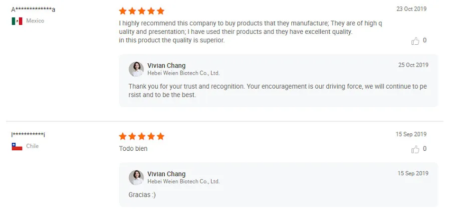 Positive Feedback from Customers all over the World