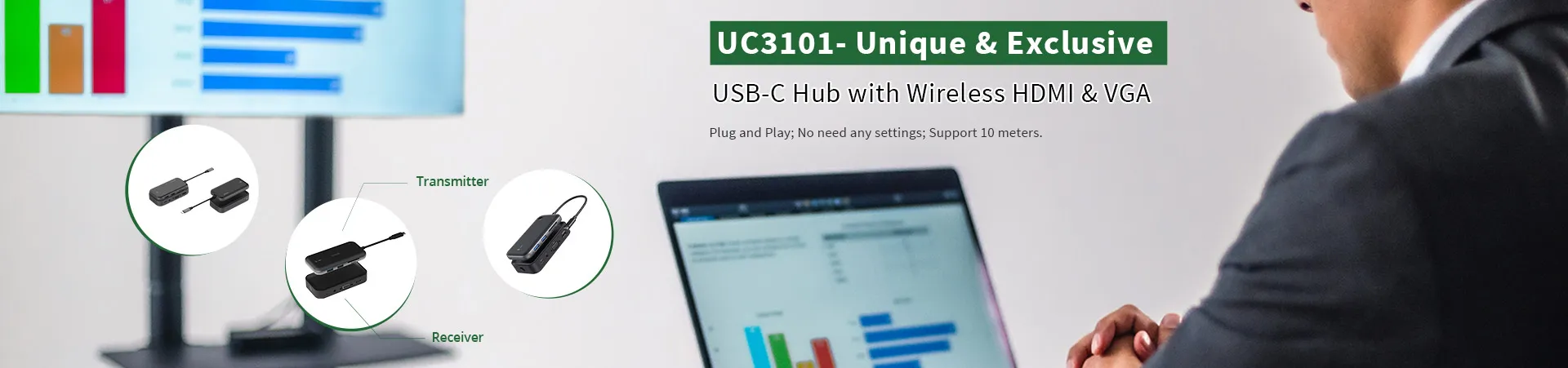 Hub USB-C UC3101 avec affichage sans fil