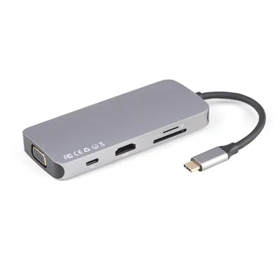 Hub USB-C 8 ports UC0503B   Dual Display HDMI + VGA