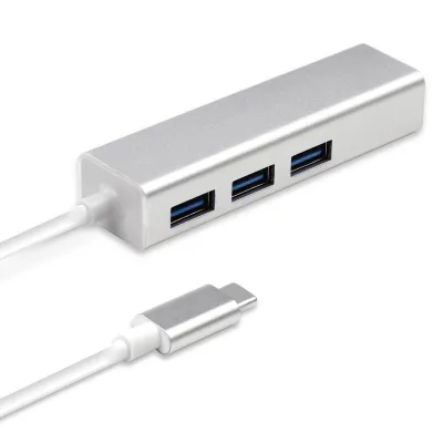 Hub USB-C 4 ports UC0801  RJ45 Ethernet + USB3.0 x 3