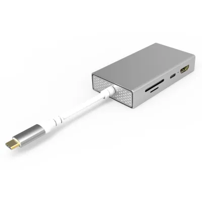 UC1602 USB-C-Hub mit 8 Anschlüssen  Dual Display HDMI + VGA