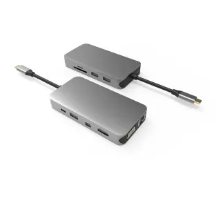 UC0205  11 Ports USB-C Hub   Triple Display HDMI + MDP + VGA