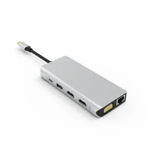 UC0214 USB-C-Hub mit 12 Anschlüssen    Triple Display HDMI + HDMI + VGA