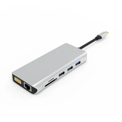 UC0214 USB-C-Hub mit 12 Anschlüssen    Triple Display HDMI + HDMI + VGA