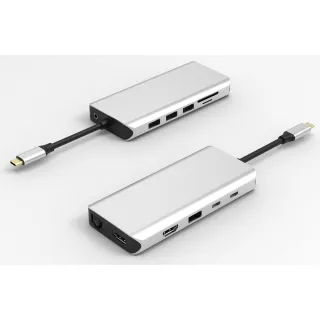 UC0215 USB-C-Hub mit 12 Anschlüssen  Dual HDMI