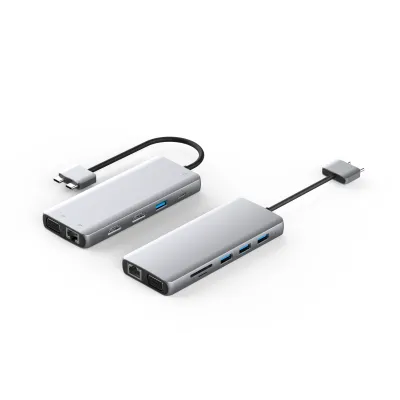 UC3301A 12 ports double concentrateur USB-C MST  for MacBook only  and Triple Display HDMI + HDMI + VGA