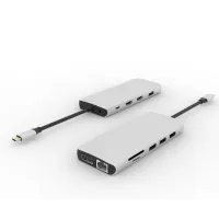 UC3303 USB-C-Hub mit 12 Anschlüssen   Triple Display  HDMI + HDMI + DP