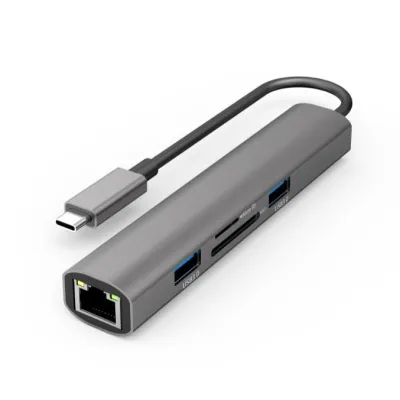 UC4301 6 Ports Slim USB-C Hub with USB Ethernet HDMI and Card Reader