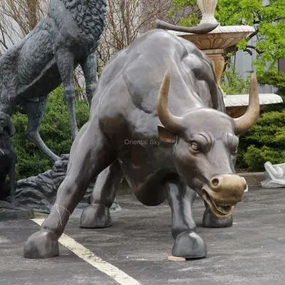 Statua del toro di Wall Street in bronzo a grandezza naturale