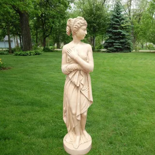 Estátua de mulher em tamanho natural de pedra de mármore bege do Egito
