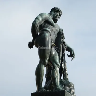 Ancient Greek Bronze Nude Man Statue Copper Male Sculpture