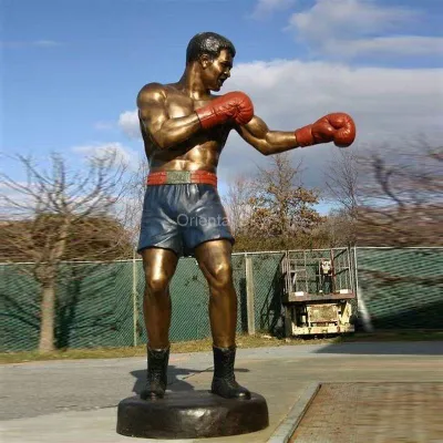 Estátua de boxer de bronze em tamanho real Escultura de figura humana