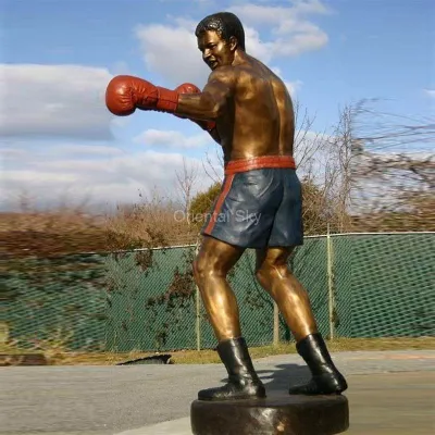 Estátua de boxer de bronze em tamanho real Escultura de figura humana