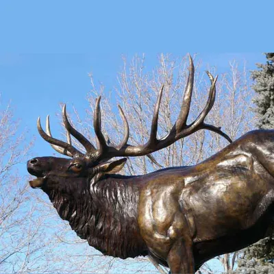 Life Size Bronze Elk Statue Copper Deer Sculpture