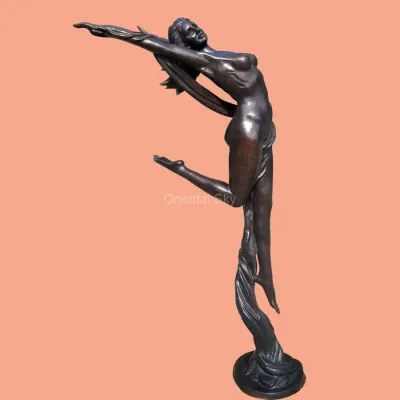 Lebensgroße Bronze tanzende Dame Statue nackte weibliche Figur Skulptur