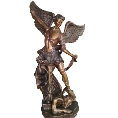 Grande Statue De Saint Michel Ange En Bronze