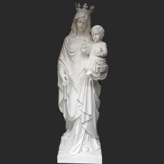 Virgem Maria Rainha do Céu em tamanho natural e estátua de pedra de mármore de Jesus