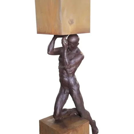 Bronzo nudo uomo muscoloso statua figura maschile scultura d'arte