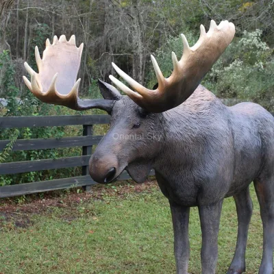 Life Size Bronze Moose Statue Garden Deer Sculpture