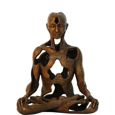 Statua di figura di yoga in bronzo a grandezza naturale di stile astratto
