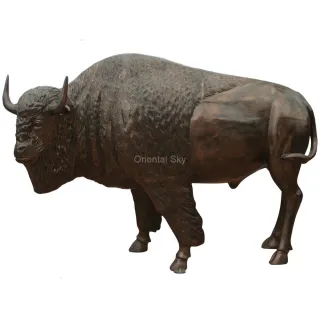 Large Outdoor Bronze Buffalo Statue Life Size Metal Bull Sculpture
