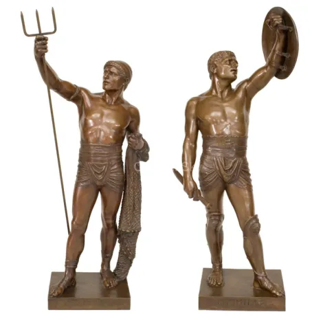 Estátua de bronze do soldado romano antigo em tamanho natural Escultura de figura humana
