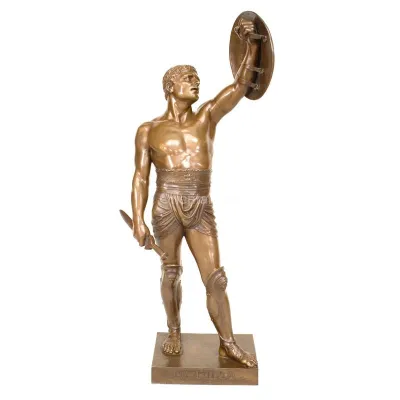 Estátua de bronze do soldado romano antigo em tamanho natural Escultura de figura humana