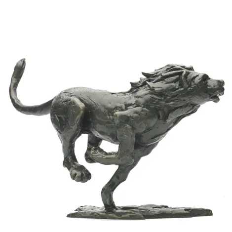 Estátua de leão em corrida de bronze em tamanho real
