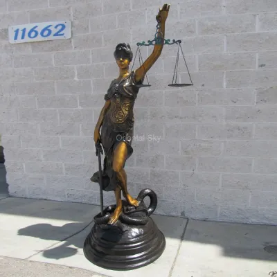 Lebensgroße Bronze Gerechtigkeit Göttin Statue
