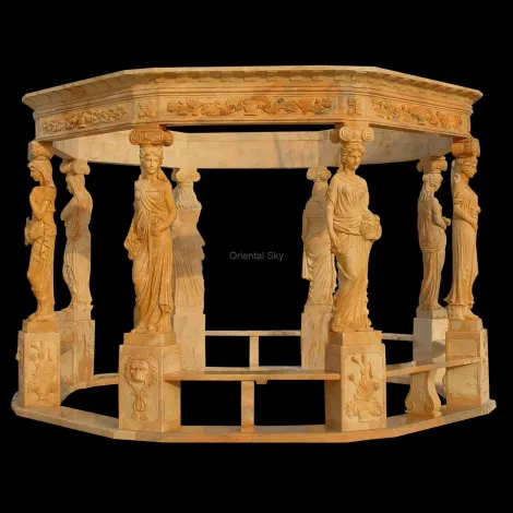 Grande gazebo in pietra di marmo per esterni con colonne della statua della signora