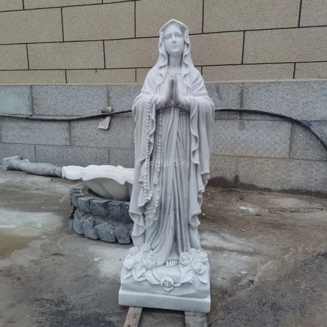 Life Size White Marble Stone Our Lady Of Fatima Statue 