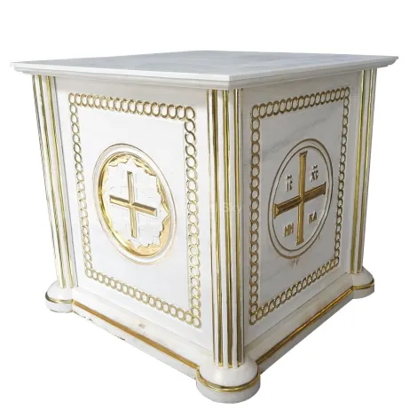 White Marble Stone Altar with Gilding Gold
