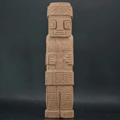 American Indian Style Sandstone Totem Sculpture Abstract Stone Decor